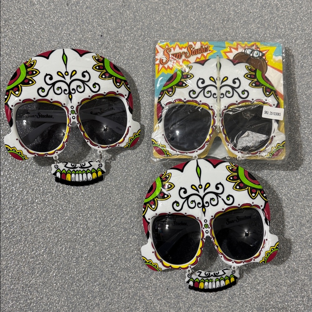 Set of three Sunstaches Dia De Los Muertos Glasses
